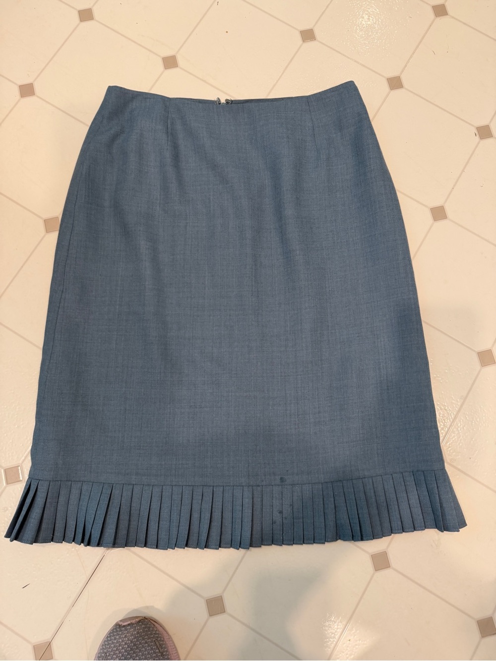 Ann Taylor Denim Blue Pleated Hem Pencil Skirt